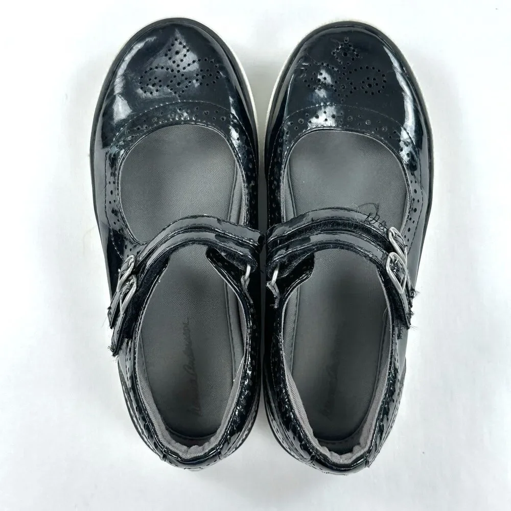 Hanna Andersson Adele Mary Jane Shoes Girls 2.5 Black Faux Patent Leather
